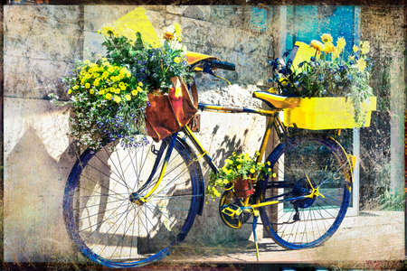 vintage floral bikeの写真素材