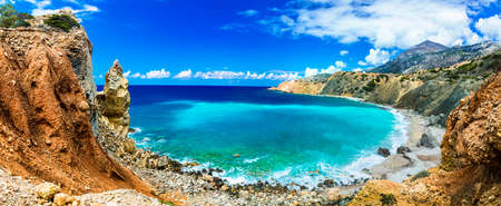amazing nature of Greece. Panorama of beach in karpathos islandの写真素材