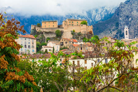 Corte - impressive town in mountains, Corsica islandのeditorial素材
