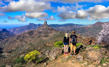 Trekking in Gran Canaria mountainsの写真素材