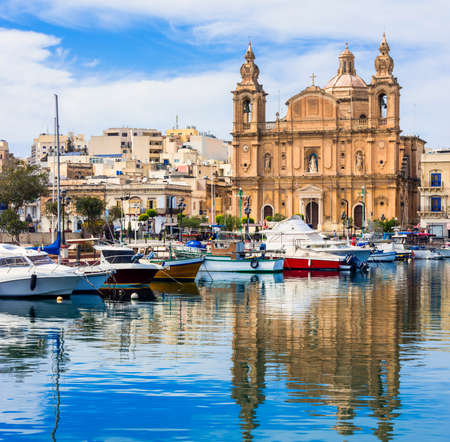 Landmarks of Malta - Valletta town, Msida cathedralのeditorial素材