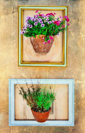 floral design - flower pots over the wall