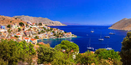Landscape of Greece, Symi island, panoramic view.