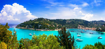 Panoramic view of Lakka village, Paxos island, Greece.の写真素材