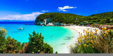 Beautiful Voutoumi beach, Antipaxos island, Greece.の写真素材