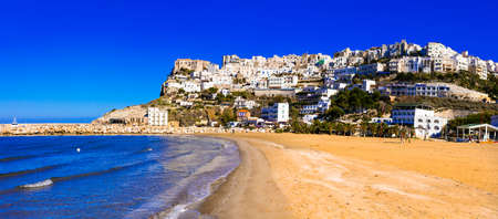 Beautiful Peschici village, panoramic view, Puglia, Italy.の写真素材