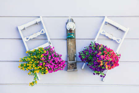 Old streets with floral decoration, artistic picture, Greece.の写真素材