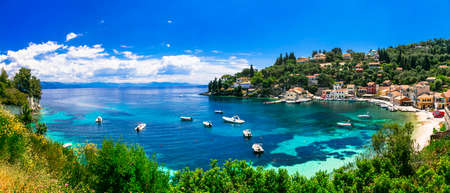 Beautiful Logos village, panoramic view, Paxos island, Greece