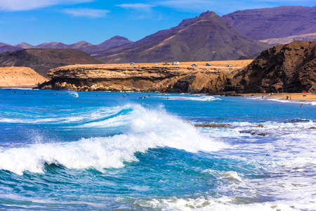 Impressive volcanic landscape in Fuerteventura island, Spain.の写真素材