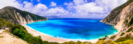 Beautiful Mirtos bay, panoramic view, Kefalonia island, Greeceの写真素材