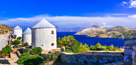 traditional windmills of Greece - leros island in Dodecanese