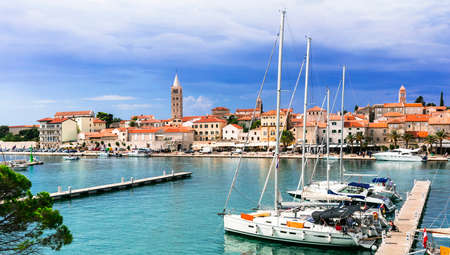 Travel in Croatia - beautiful Rab island, view of marine and old townのeditorial素材