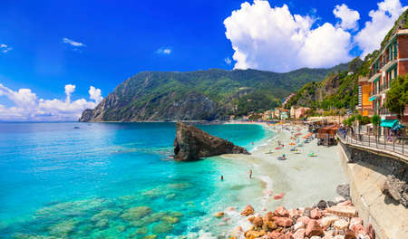 Beautiful beach of Italy, Monterosso al mare, Liguria.の写真素材