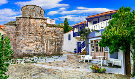Traditional houses and old monastery in Alonnisos island, Greeceの写真素材