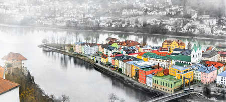 Landmarks of Germany, view with Passau old town.のeditorial素材