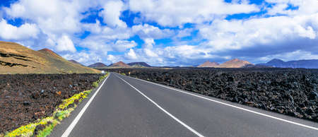 Impressive volcanic landscape of Lanzarote island,Spain.の写真素材