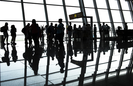 Silhouette passenger In the airportの写真素材