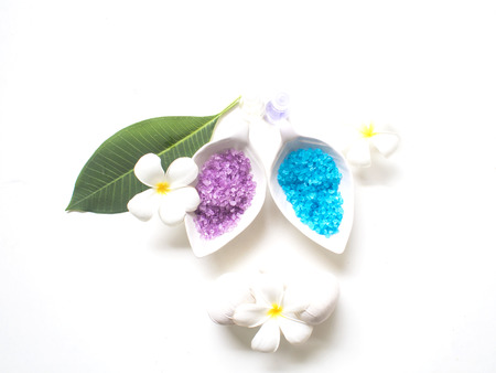 Spa Treatments and massage on wooden white, soft and select focusの写真素材