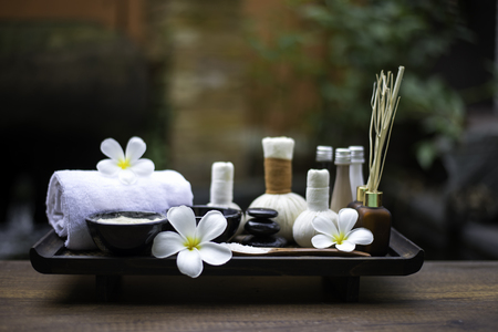 Spa massage compress balls, herbal ball and treatment  spa, Thailand, select focusの写真素材