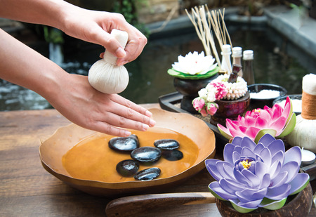Spa treatment and product for female feet spa, Thailand. select and soft focusの写真素材