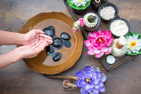 Spa treatment and product for female feet and hand spa, Thailand. select and soft focusの写真素材