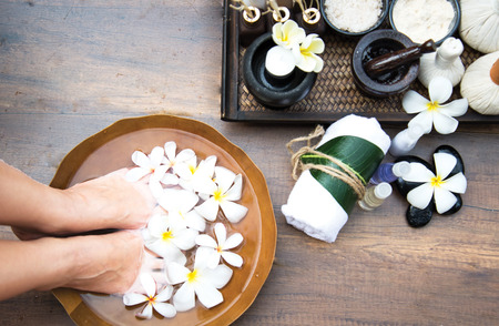 Spa treatment and product for female feet spa, Thailand. select and soft focusの写真素材