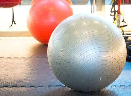 Yoga ball in fitness roomの写真素材