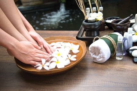 Spa treatment and product for female feet spa, Thailand. select and soft focusの写真素材
