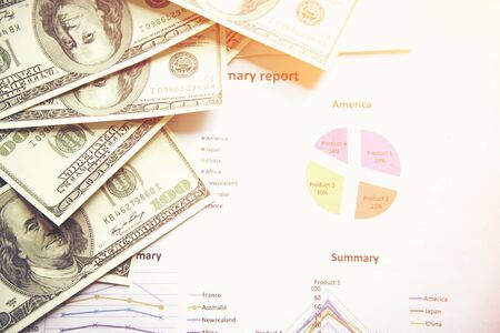 Business concept with money and documents graph, report financeの写真素材
