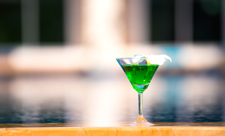 Tasty cocktail background swimming poolの写真素材