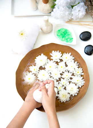 Spa treatment and product for female feet and hand spa, Thailand. select and soft focusの写真素材
