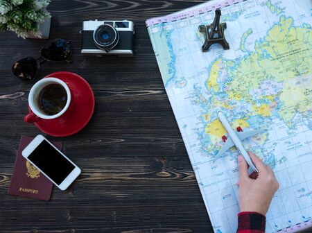 Travel planning concept on mapのeditorial素材