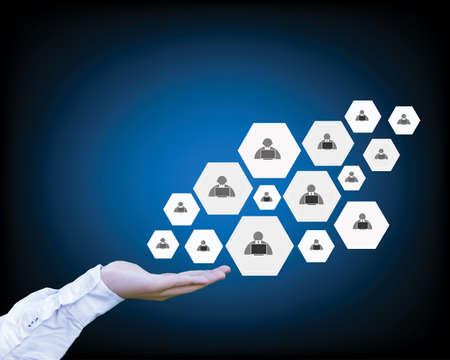 Hand businessman hold social networkの写真素材