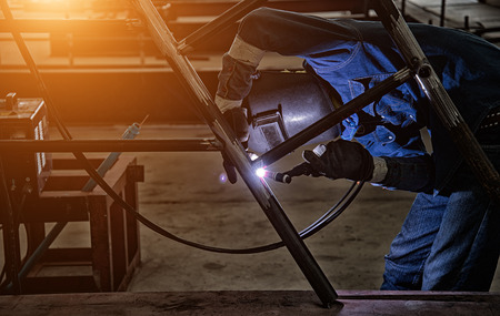 Pipe welding on the pipeline constructionの写真素材