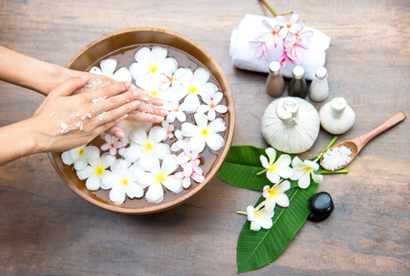 Spa treatment and product for female feet and hand spa, Thailand. select and soft focusの写真素材