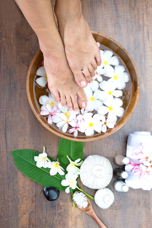 Spa treatment and product for female feet and hand spa, Thailand. select and soft focusの写真素材