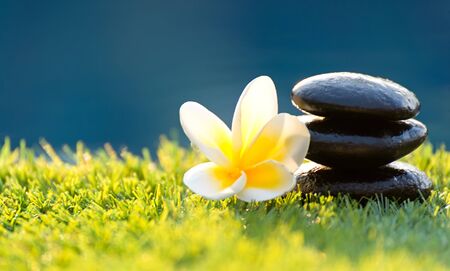 Spa massage with rock spa, Thailand, soft and select focusの写真素材