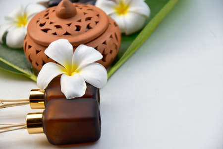 Spa Treatments and massage on wooden white, soft and select focusの写真素材