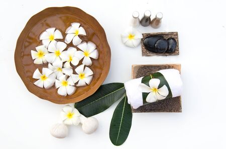 Spa Treatments and massage on wooden white, select and soft focusの写真素材