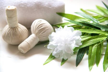 Spa massage compress balls, herbal ball and treatment  spa, Thailand, select focusの写真素材