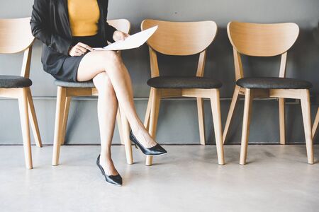 Young woman waiting for job interviewの写真素材