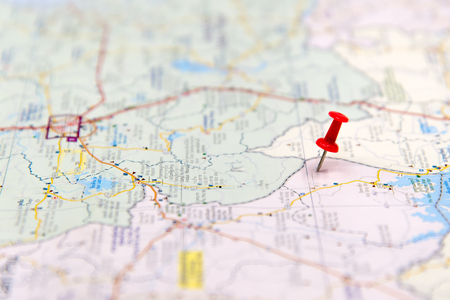 Travel destination points on a map.  Travel Concept. select focusの写真素材
