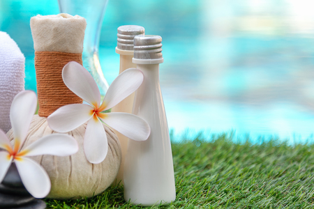 Frangipani plumeria Spa Flower treatment and massage, relax and healthy care.  Thai Spa.  Healthy Concept.の写真素材