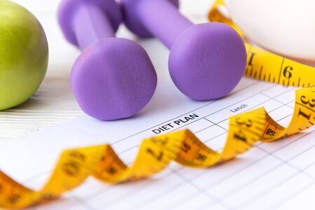 Diet Health Plan. Workout planing for stay at home.  Sport exercise equipment workoutÂ andÂ gym...