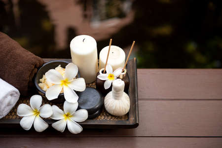 Thai Spa.  Massage spa treatment aroma for healthy wellness and relax. Spa Plumeria flower for body...