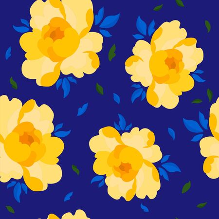 Flower yellow peony patternのイラスト素材