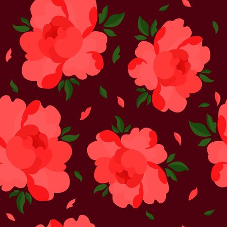 Flower red peony patternのイラスト素材