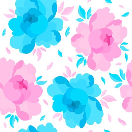 Pink peony seamless pattern. Beautiful background for a web site. Arrangement with flowers roses for weddingのイラスト素材