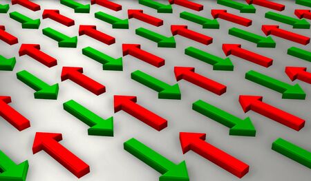 green arrows to the right direction and its reds oppositeの写真素材
