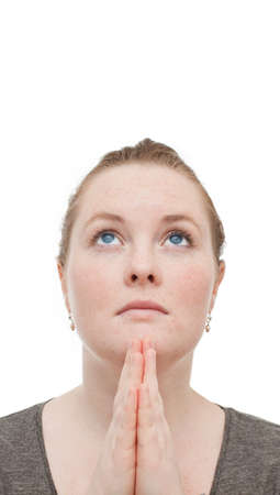 Oh my god please help!! Woman praying on white